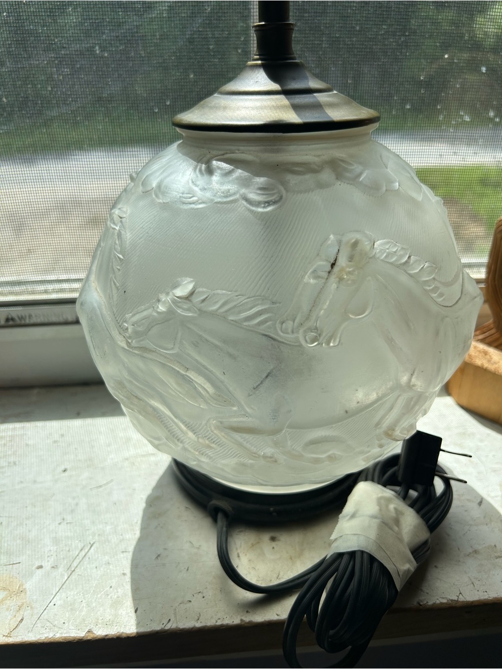 Antique Frosted Glass Horse Lamp- Karl Zentner - Picture 8 of 13